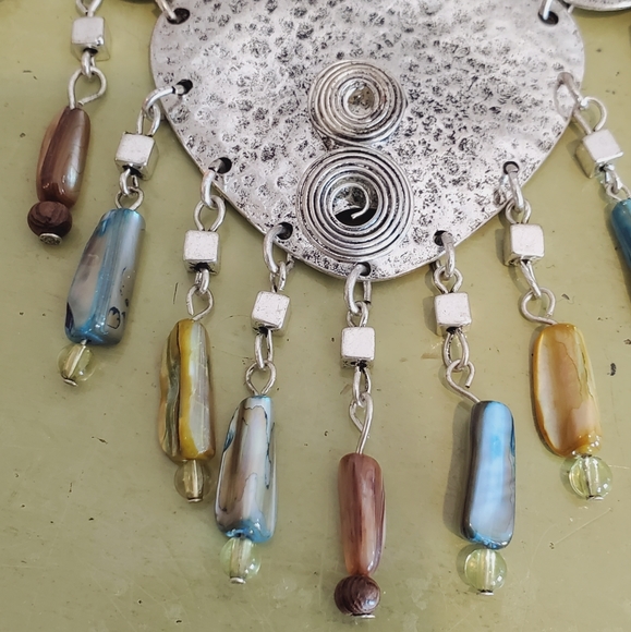 Artsy silver whimsical real natural shell silver dangle necklace statement uniqu - Picture 5 of 14